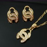 Colar e Brinco Folheado Ouro 18K  Zircônias Cod 517