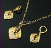 Colar e Brinco Folheado Ouro 18K Zircônias Cod 515