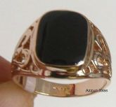 Anel Masculino Folheado Ouro 18K Onix Cod 128