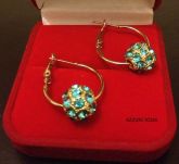 Brinco Folheado Ouro 18K com Cristais SW Azul Cod 235