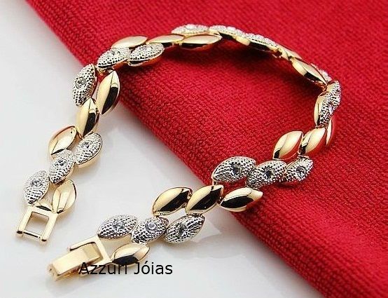 Pulseira Folheado Ouro Branco e Am 18K com C SW  Cod 419