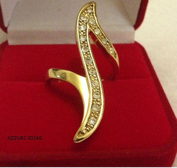 Anel Folheado Ouro 18K Zircônias Cod 145